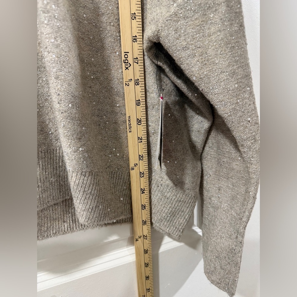 Vince Camuto Sequin Turtleneck Sweater XL Beige Oatmeal Sparkle Knit NWT - Picture 10 of 15